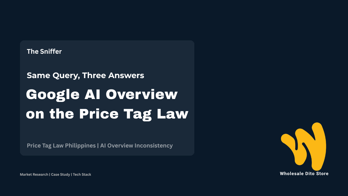 The Sniffer case study banner: Google AI Overview on the Price Tag Law - Wholesale Dito Store