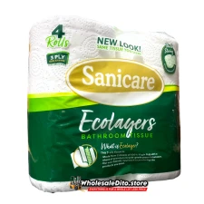 Sanicare Ecolayers Bathroom Tissue 4 Rolls 3 Ply